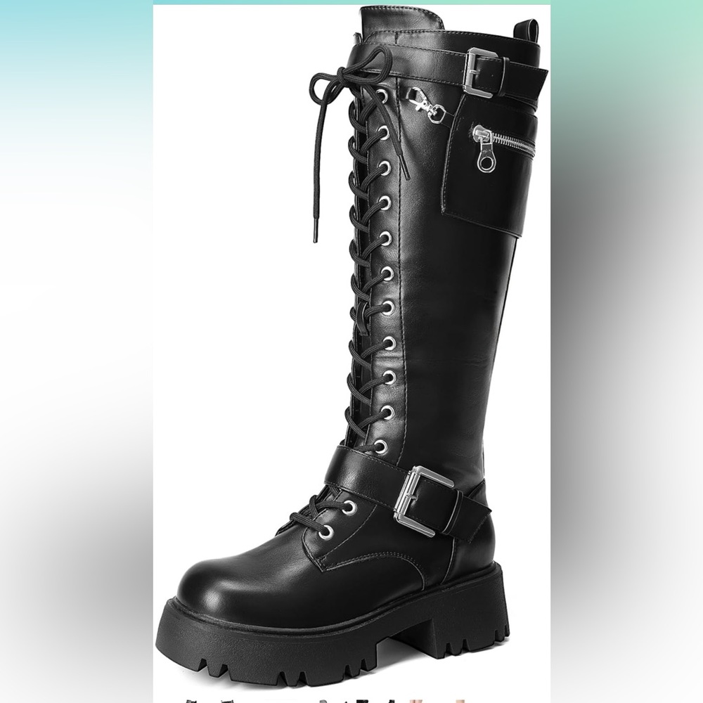 DREAM PAIRS Women's Combat Knee High Boots